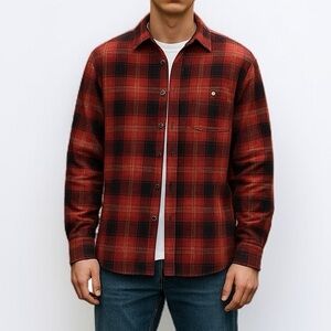 Y2K Polo by Ralph Lauren Plaid Twill Workshirt In Red & Black | Size M